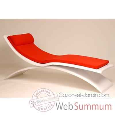 Chaise longue design Vagance blanche matelas rouge  Art Mely - AM06
