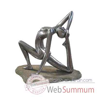 Sculpture-Modle Yoga Concentration Pose on Rock, surface aluminium-bs1510alu